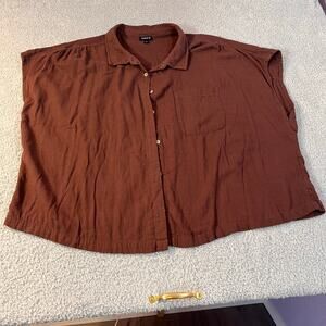 Torrid sleeveless brown button up pocket shirt size Torrid 3 (3XL) plus size